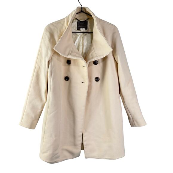 J. Crew Cream Villa 6 Buttons Double Coat Italian Wool Blend Pea Coat Size 2 - Picture 1 of 9